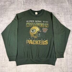Green Bay Packers Sweatshirt Mens 2XL Green Vtg Superbowl XXXI Champs Crewneck